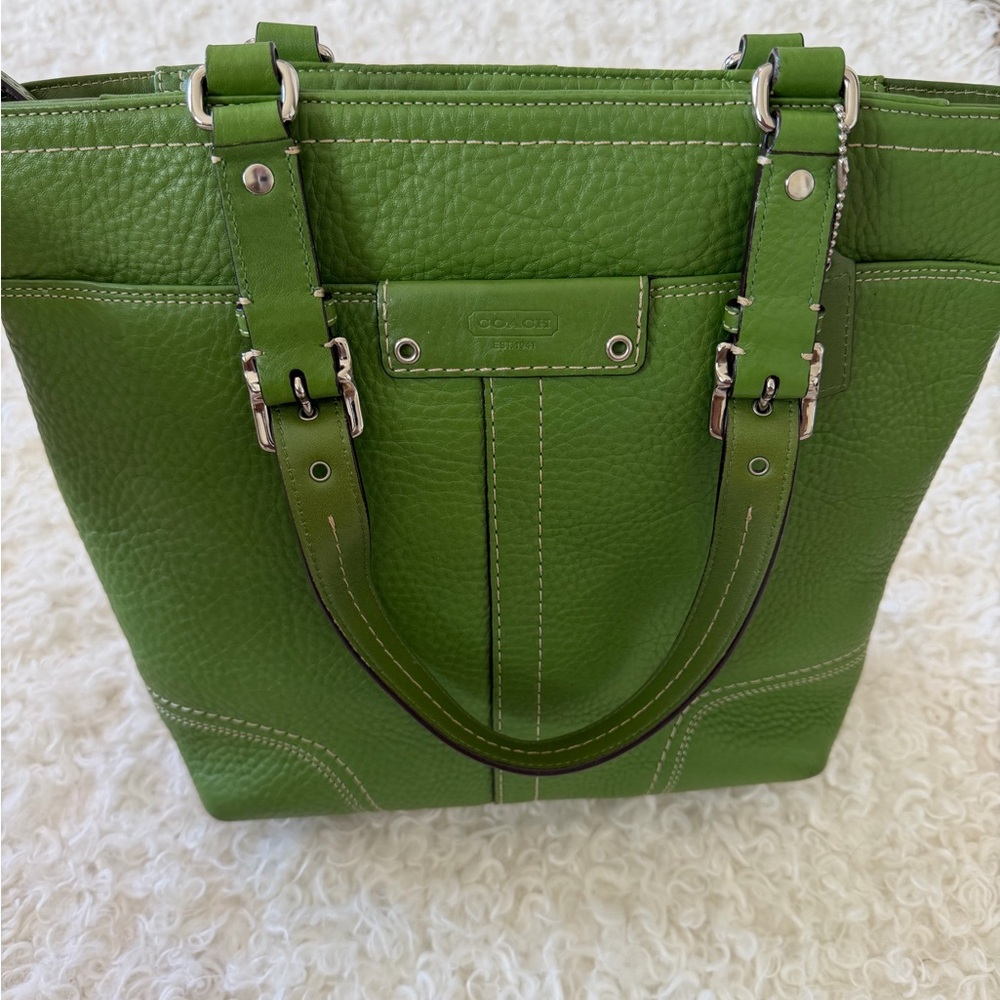 Coach Olive Green Leather Tote - Picture 2 of 4